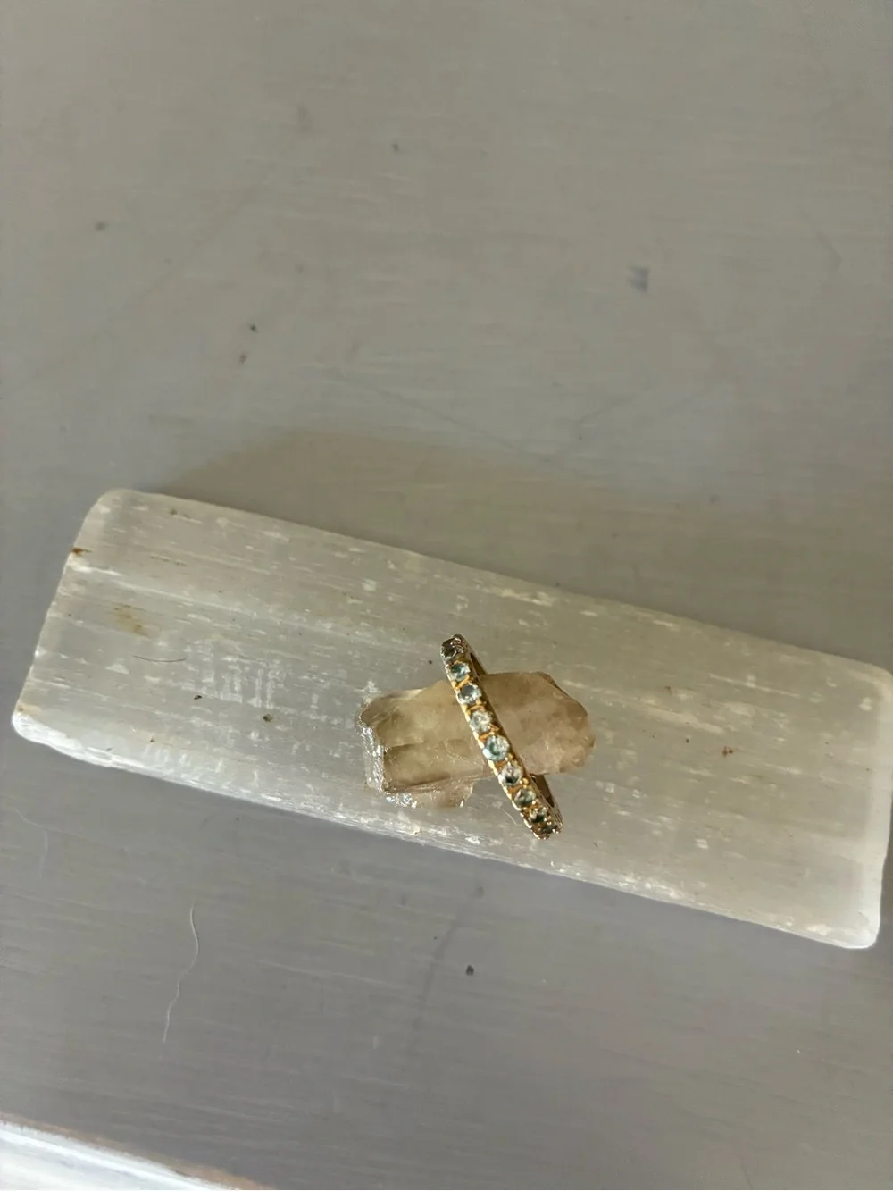 Aquamarine Gold Eternity Stackable Band Ring